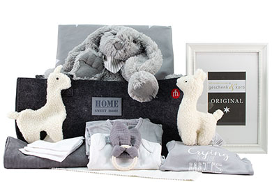 CUDDLY BUNNY & FRIENDS BABY GIFT BASKET 