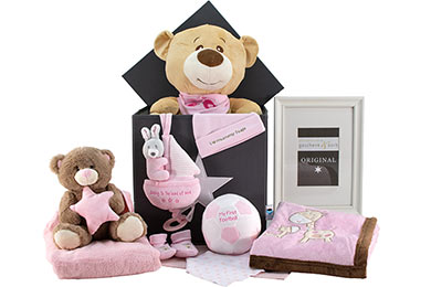 Pretty in Pink  Baby Girl Gift Basket for Europe