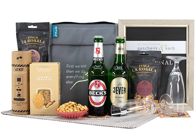 BEER & SNACKS & SURVIVAL GIFT BASKET COOLER BAG