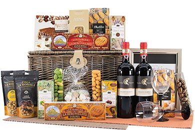 DE LUXE WINE GIFT BASKET - EUROPEAN ELEGANCE 