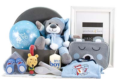 BABY GIFT BASKET ITs A BOY in a cute hat box