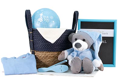 BABY GIFT BASKET FOR BOYS- CUDDLY BEAR -