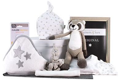 BABY GIFT BASKET - RACCOON for Boys and Girls