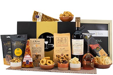 GIFT BOX with WINE & CHEESE & SNACKS 