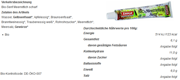 100 ml Organic mustard horseradish