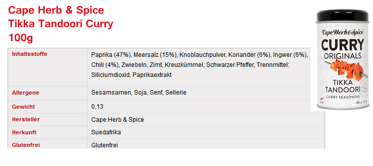 100 g Cape Herb & Spice Tandoori Tikka Curry